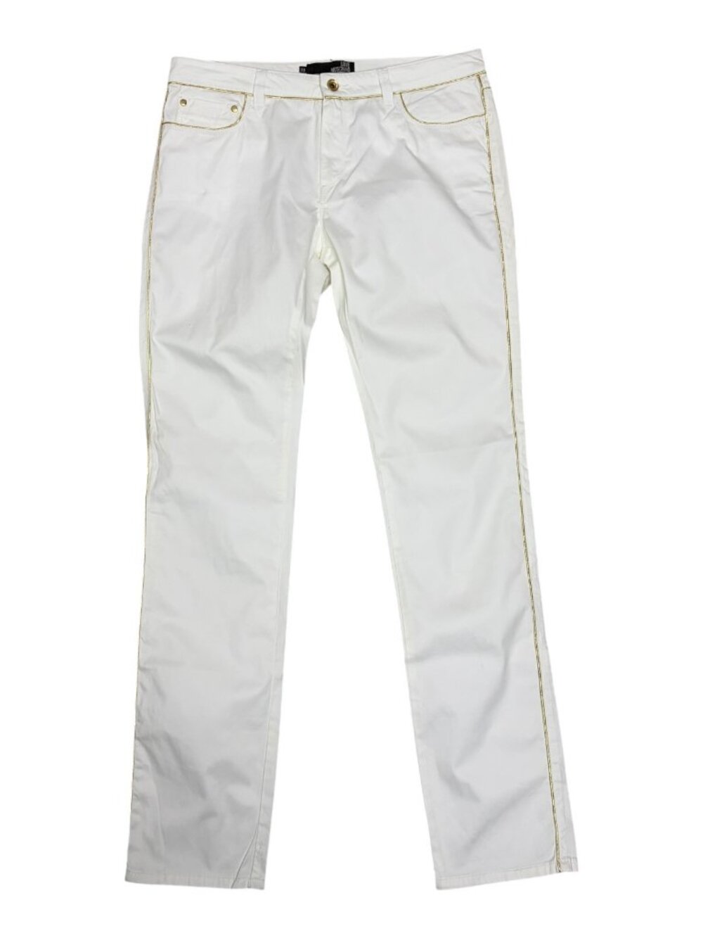 LOVE MOSCHINO White Denim Jeans Luxury Designer Straight Lightweight Pants Large - Picture 2 of 8